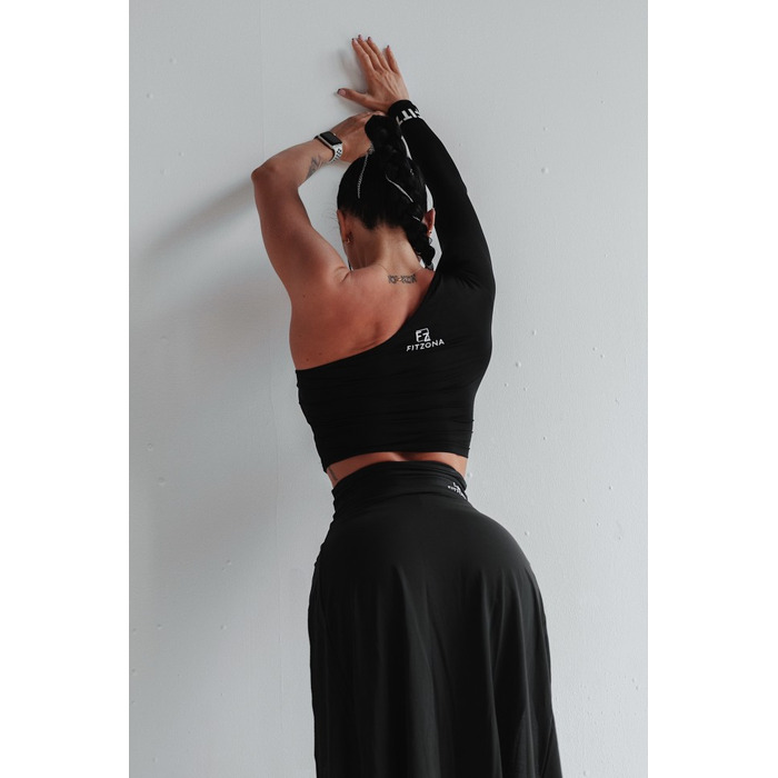 ТОП BLACK ONE SHOLDER TOP WITH LONG SLEEVES