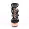 Босоніжки Pleaser Delight-658 на підборах 6 дюймів, з Т-подібним ремінцем 1 3/4 дюйма з закритою спинкою, чорна веганська шкіра/рожеве золото