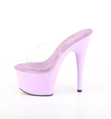 Шльопанці Adore-701 на підборах 7 дюймів, шльопанці 2 3/4 дюйма з PF, прозорі/лавандові