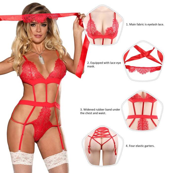 Комплект білизни мереживної Star Night Love Affair Lace червоний XS-S