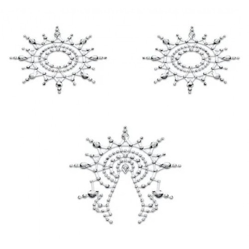 Украшения из страз для груди и лобка, Joujoux Gloria серебряный