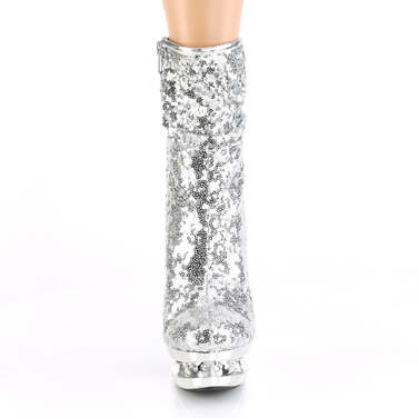 Ботинки Blondie-R-1009, каблук 6 дюймов, высота ботинок 3,5 см, расшитый пайетками, молния сбоку, серебристый/серебристо-хромированный