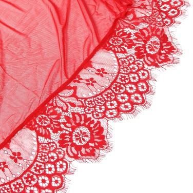 Халатик Star Night з поясом та мереживом, червоний, XS-S