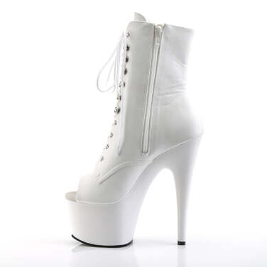 Ботинки Adore-1021, каблук 7 дюймов, высота 2 3/4 дюйма, открытый носок, шнуровка, молния сбоку, белая искусственная кожа/белый