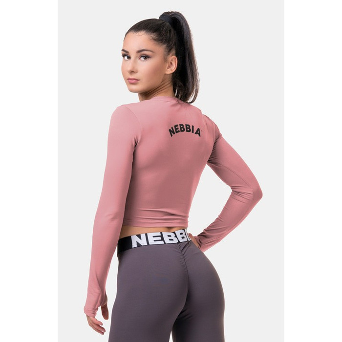 Топ Long Sleeve Thumbhole Sporty Crop Top Old Rose 585 Roze