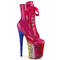 Ботинки Pleaser Flamingo-1020HG *Каблук 8 дюймов, 4-дюймовый PF-ботинок со шнуровкой спереди, молния сбоку, розовый/многоцветный