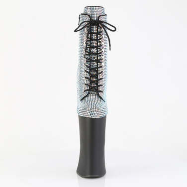 Boots Forbidden-1020RS, ботильоны без каблука 11 дюймов, высота 6 1/4 дюйма, декорированные, боковая молния, серебристые стразы/черные