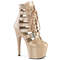 Ботинки Pleaser Adore-1013MST, каблук 7 дюймов, ремни PF шириной 2 3/4 дюйма, сетчатые ботильоны, молния сзади, лакированная кожа телесного цвета