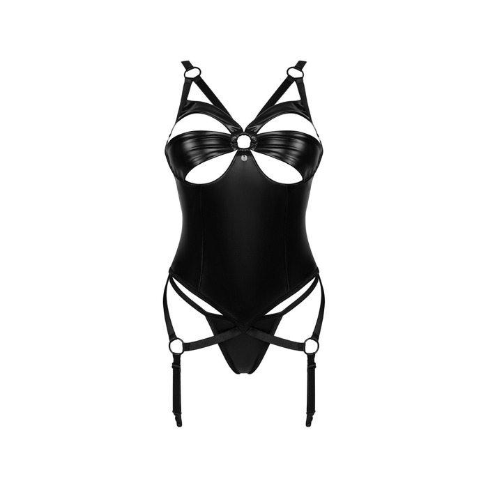 Корсет с пажами для чулок XS/S Armares Obsessive, со стрингами, черный