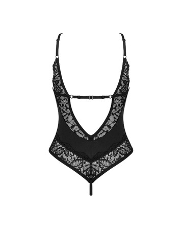 Боди кружевной с открытым доступом Obsessive Bellastia черный, XS/S