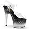 Босоніжки Pleaser Stardust-708T на підборах 7 дюймів, босоніжки з ремінцем на щиколотці 2 3/4 дюйма з шипами RS, чорні/прозорі