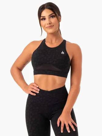 Топ Ryderwear Amazon Mesh Sports Bra - Black Leopard