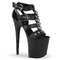Босоніжки Pleaser Flamingo-858 на підборах 8 дюймів, босоніжки з ремінцями PF 4 дюйми з кільцями та заклепками, чорні, з веганської шкіри/чорні
