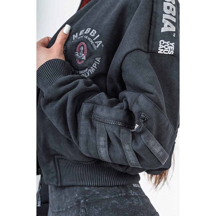 Бомбер Nebbia Washed Bomber Jacket with Contrast Lining LEGEND Black 784