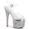Босоніжки Pleaser Esteem-708DM *7 дюймів на підборах, 3 дюйми з ремінцем на щиколотці PF з RS, прозорі/сріблястий хром
