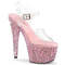 Босоножки Pleaser Bejeweled-708MS, каблук 7 дюймов, ремешком на щиколотке шириной 2 3/4 дюйма, босоножкии с разноцветными ремешками RS, прозрачные/бледно-розовые