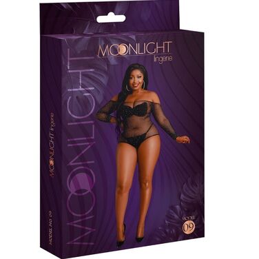 Боди Moonlight Lingerie 09 полупрозрачное, черное, Plus Size