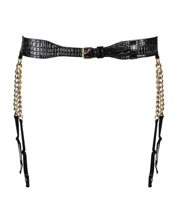 Пояс для панчох з екошкіри Obsessive A767 S/M/L Чорний