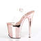 Босоніжки Pleaser Flamingo-808 на підборах 8 дюймів, босоніжки з ремінцем на щиколотці 4 дюйми, прозорі/рожево-золоті