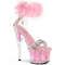 Босоніжки Pleaser Adore-727F на підборах 7 дюймів, босоніжки з хутра марабу 2 3/4 дюйма з манжетою на щиколотці, блискавка ззаду, прозорі/ніжно-рожеві