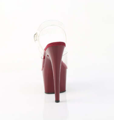 Босоніжки Adore-708 на підборах 7 дюймів, з ремінцем на щиколотці 2 3/4 дюйма, прозорі/бордові