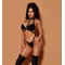 Боді з глянсовими шлейками Leg Avenue чорне, O/S