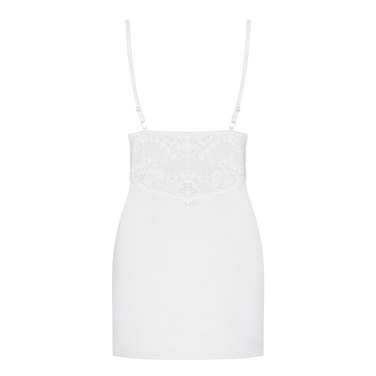 Еротична облягаюча сорочка Obsessive PADDED Сhemise 810-CHE-2 з мереживним ліфом, біла