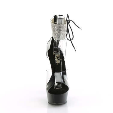 Босоножки Delight-624RS, каблук 6 дюймов, манжета на щиколотке 1 3/4 дюйма, молния сзади, прозрачный/черный