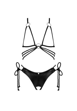 Комплект Obsessive Cordellis з відкритим доступом і філіжанками, чорний, O/S