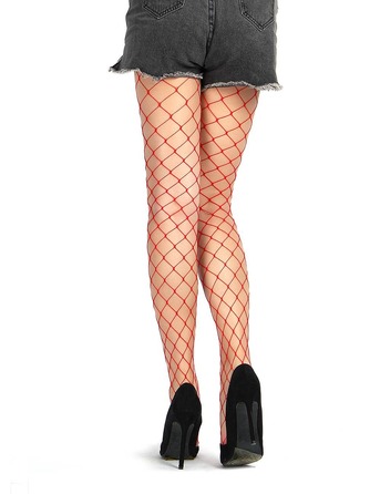 Колготки у велику сітку Star Night, червоні, XS-M