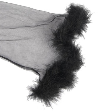 Халат довгий з поясом Star Night з обробкою зі штучного хутра та трусиками, чорний, ХХХL