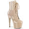 Чоботи Pleaser Adore-1020 на підборах 7 дюймів, черевики до щиколотки зі шнурівкою 2 3/4 дюйма, з блискавкою збоку, бежеві