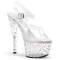 Босоніжки Pleaser Stardance-708 на підборах 7 дюймів, з ремінцем на щиколотці 2 3/4 дюйма, прозорі/різнокольорові стрази