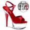 Босоніжки Pleaser Captiva-609 6 дюймів з ремінцем на щиколотці PF на підборах, червоні/прозорі