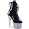 Ботинки Pleaser Adore-1020LG *Каблук 7 дюймов, высота голенища 2 3/4 дюйма, боковая молния, чёрно-серебристый