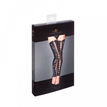 Панчохи без носка з затяжками F145 Noir Handmade L