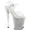 Босоножки Pleaser Flamingo-808RSI. Каблук 8 дюймов, ремешок на щиколотке 4 дюйма, вставки RS, прозрачные/серебристые стразы.