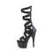 Босоножки Pleaser Adore-700-48, каблук 7 дюймов, ботильоны с перекрещивающимися ремешками PF 6,5 см, молния сзади, чёрная веганская кожа/чёрный