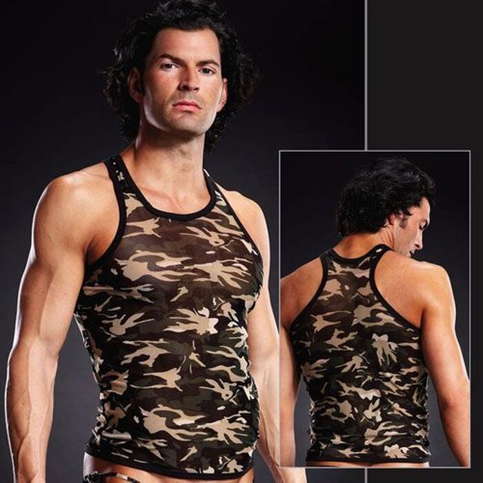 Майка чоловіча у стилі мілітарі Blue Line Pro-Mesh Racerback Tank Camouflage хакі, S/M