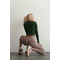 ТОП Nebbia ORGANIC COTTON RIBBED LONG SLEEVE TOP DARK GREEN 415