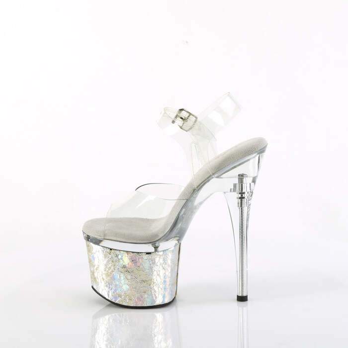 Босоножки Esteem-708CK, каблук 7 дюймов, ремешок на щиколотке 3 дюйма, прозрачный/серебристый