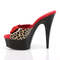 Шльопанці Pleaser Delight-601-6 на підборі 6 дюймів, двоколірні шльопанці 1 3/4 дюйма з бантом, леопардові/чорні