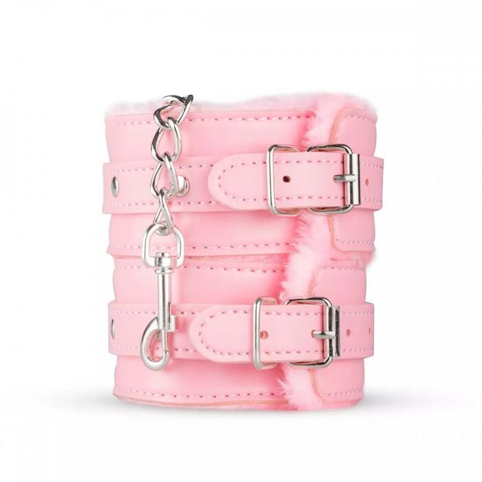 Поножи с мехом внутри, с цепочкой, розовые