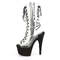 Шлёпанцы Pleaser Adore-700-60FS *7 дюймов, каблук PF, 2 3/4 дюйма, шнуровка, молния сбоку, прозрачная/чёрная замша