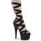 Босоножки Pleaser Adore-700-48, каблук 7 дюймов, ботильоны с перекрещивающимися ремешками PF 6,5 см, молния сзади, чёрная веганская кожа/чёрный