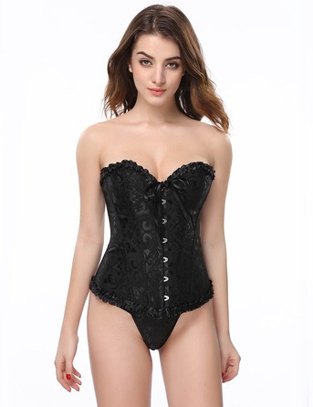 Корсет с цветочным принтом Star Night Corset Top с крючками и шнуровкой, черный, L (без коробки)