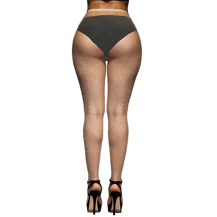 Колготки в сеточку со стразами Star Night телесного цвета XS-M