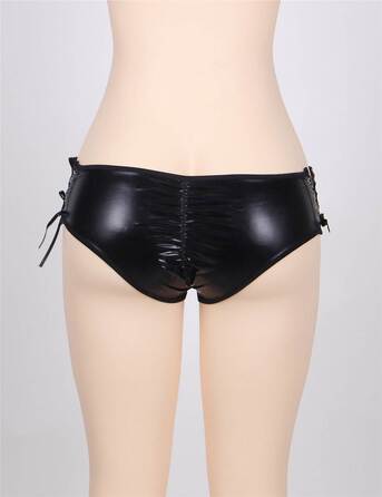 Трусики з вінілу Star Night з відкритим доступом, чорний, XS-S