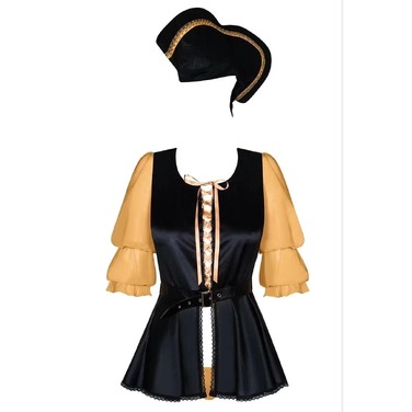 Костюм Піратки Obsessive чорний з жовтим, S/M