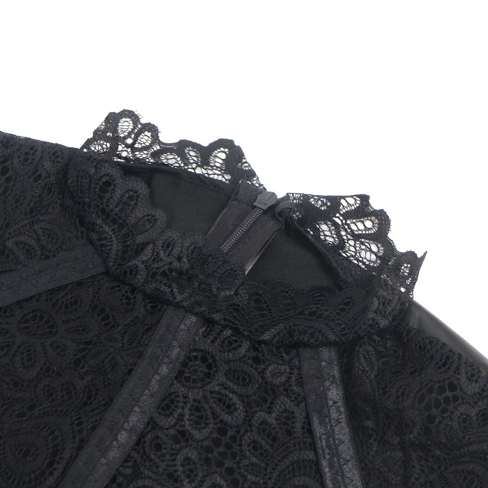 Платье с кружевом Star Night с имитацией винила, черное, S